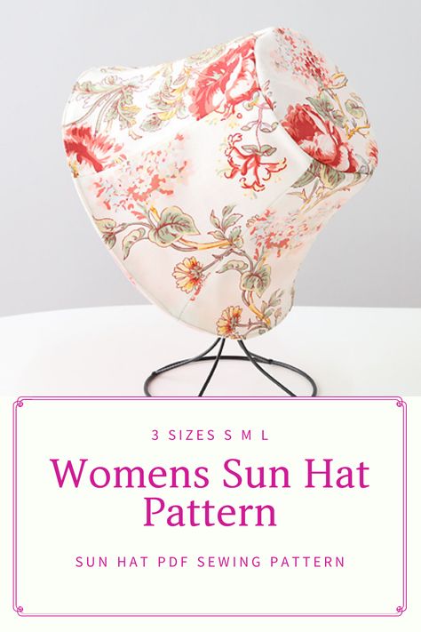 Womens Sun Hat Pattern, Reversible Sun Hat PDF, sewing pattern ,download and tutorial 3 sizes S M L Sun Hats For Women Diy Free Pattern, Sew Sun Hat, Sun Hat Patterns To Sew Free, Hat Patterns To Sew Women, Bucket Hat Patterns, Womens Sun Hat, Sun Hat Pattern, Packable Sun Hat, Bucket Hat Fashion