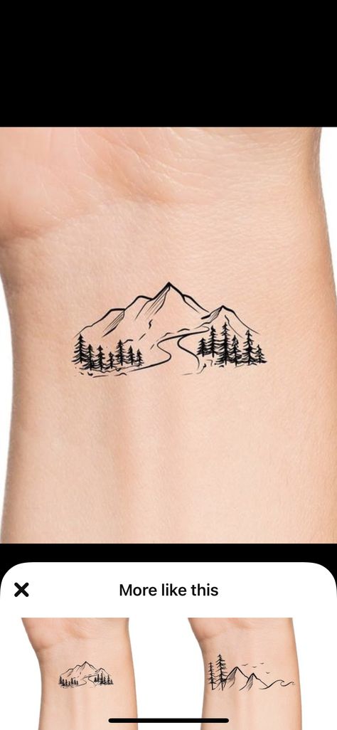 Beargrass Tattoo, River Line Tattoo, Mountains And River Tattoo, River Scene Tattoo, Mountain River Tattoo Simple, River Outline Tattoo, Mountain Stream Tattoo, Creek Tattoo, River Tattoo