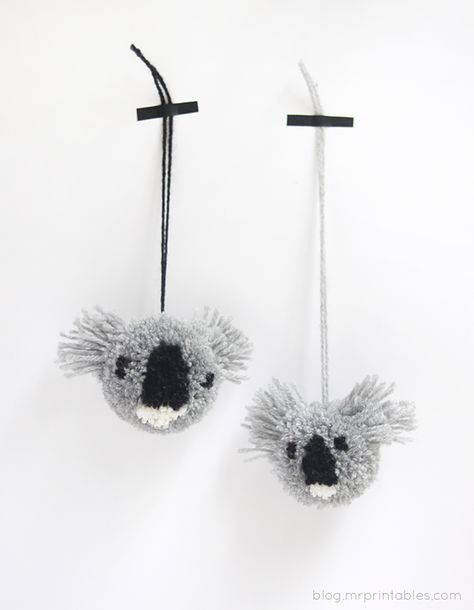 How to make animal pom-poms - Mr Printables Diy Koala, Mr Printables, Australia Crafts, Pompon Diy, Pom Pom Animals, Diy Pom Poms, World Thinking Day, Girl Scout Swap, Garland Diy