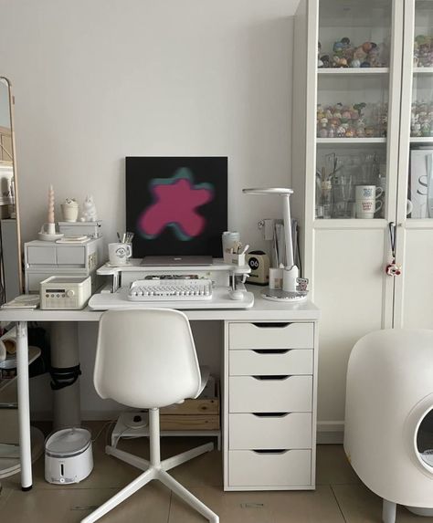 White desk, aesthetic Aesthetic White Desk, Alex Drawer Desk, Lagkapten Desk, Alex Desk, Alex Drawer, Ikea Alex, Drawer Desk, Ikea Desk, White Desk