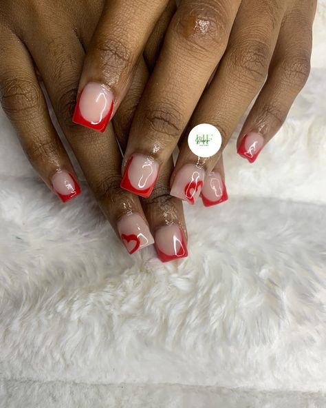 Short French#nails💅 #nailsnailsnails #nailstyle #frenchnails #frenchpolish Red Short French Tip Nails, Deep French Tip Nails Square, Short Red French Tip, Short Red French Tip Nails, French Tip Nails Square Short, Deep French Tip Nails, Deep French Tip, Red French Tip Nails, Short French Nails