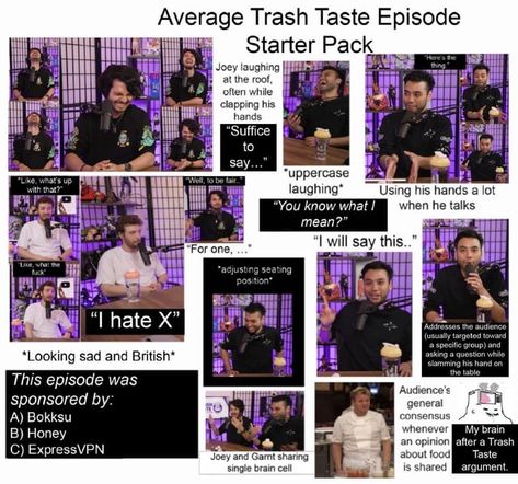 Trash Taste 🗑️🎤 🤡🐒😎 Trash Taste Podcast, Podcast Fanart, Trash Taste, Great Memes, Voice Actor, Content Creators, His Hands, Going Crazy, Content Creator