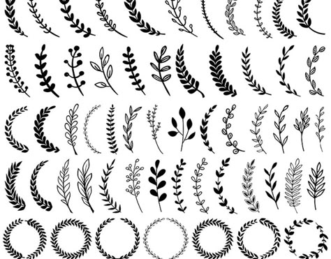 FREE VECTOR LAURELS & WREATHS ELEMENTS - PSD & AI Files Wreath Svg Free, Wreath Vector, Free Vector Files, Wreath Drawing, Vector Elements, Pola Sulam, Cricut Fonts, Cricut Free, Laurel Wreath