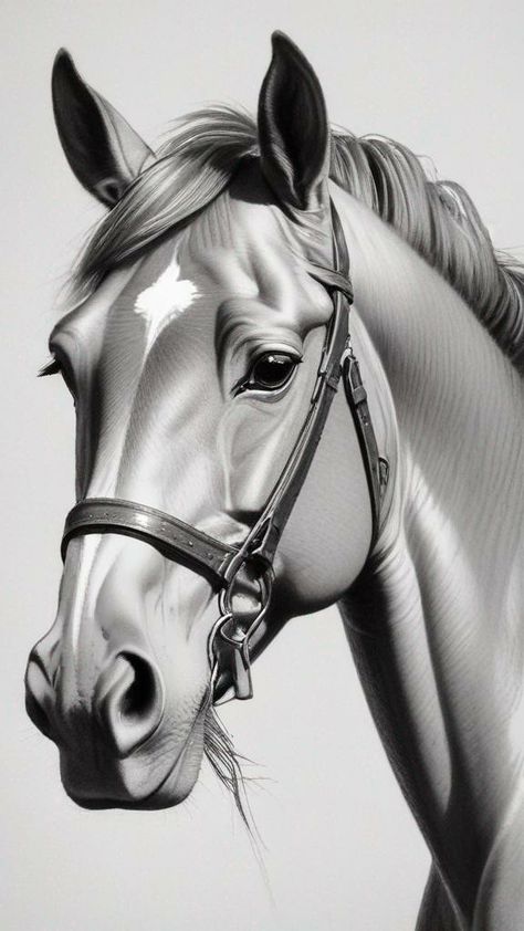 Horse Frontal View Drawing, Wild Horse Drawing, Realistic Horse Drawings, Realistic Horse Sketch, Horse Pencil Drawing, Horse Head Drawing, Bald Eagle Art, Horse Canvas Painting, Acrylic Portrait Painting