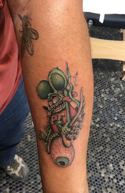 Tattoo uploaded by Hannah | Rat Fink | 1523252 | Tattoodo Ratfink Tattoo Rat Fink, Rat Rod Tattoo, Traditional Hot Rod Tattoo, Hot Rod Tattoo Ideas, Rat Fink Tattoo, Automotive Tattoo, Rat Fink Art, Celtic Cross Tattoo For Men, Mechanical Tattoo