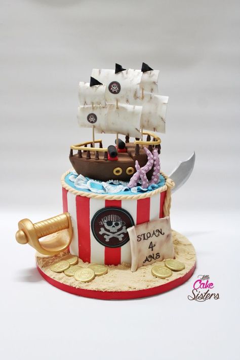 Pirate Birthday Cake For Boys, Pirates Birthday Cake, Pirates Cake Ideas Boys, Pirate Cakes For Kids Boys, Pirate Boat Cake, Pirate Theme Cake, One Piece Cake, Pirates Cake, Pirate Ship Cake