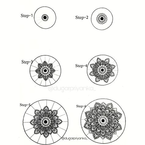 Priyanka Dugar| Mandala✨ on Instagram: “Mandala ✨ So here's sheet - 15 , of how to make basic mandala step by step for you all.(Grid has been erased , please check my highlights/…” Dot Painting For Beginners, Dot Painting For Beginners Tutorial, Mandala Step By Step, Painting For Beginners Tutorial, Basic Mandala, Zentangle Step By Step, Art Promotion, Mandala Design Pattern, Painting For Beginners