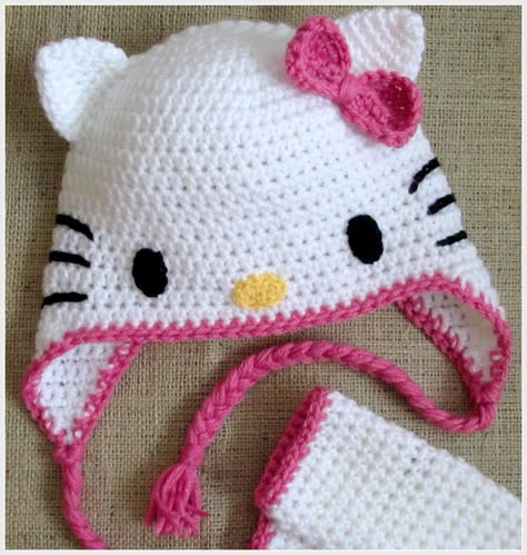 crochet lady bug hat patterns | hoffee and a nuffin: Hello Kitty - Cat Ears Tutorial Hello Kitty Hat, Kat Haken, Crochet Character Hats, Hello Kitty Crochet, شال كروشي�ه, Crochet Kids Hats, Haken Baby, Hat Ideas, Hello Kitty Items