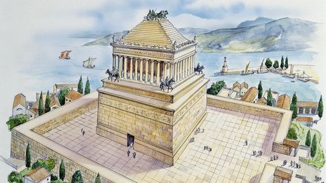 Seven Wonders of the Ancient World Mausoleum At Halicarnassus, Greece Painting, Gardens Of Babylon, Summer Vacation Destinations, Archaeology News, Pyramids Of Giza, Seven Wonders, Ancient Temples, Picture Library