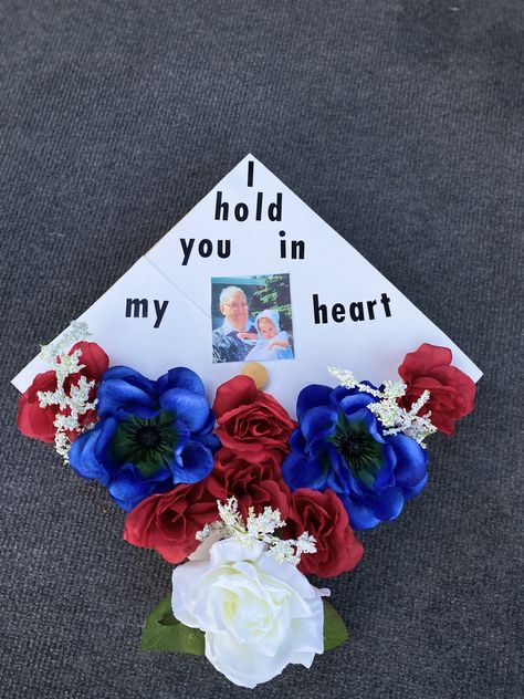 Graduation Pictures With Passed Loved Ones, Grad Caps For Passed Loved Ones, Graduation Cap For Lost Loved One, Grad Hats, Caps Ideas, Custom Graduation Caps, High School Graduation Cap, Graduation Sash, Grad Hat