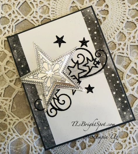 Stampin Up Stargazing Dsp, Stampin Up Stitched Stars, Acetate Cards, Thirty Two, Stampin Up Project, Star Cards, Xmas Card, Christmas Stamps, Christmas Cards To Make