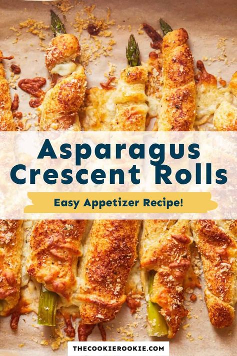 Asparagus Crescent Rolls, Asparagus Appetizer Recipes, Asparagus Appetizers, Asparagus Puff Pastry, Roll Appetizers, Asparagus Appetizer, Cheesy Asparagus, Asparagus Rolls, Crescent Roll Appetizers