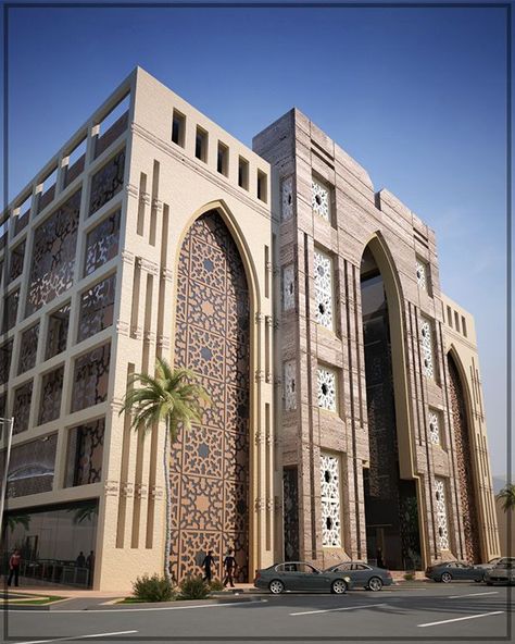 Modern Arab Architecture, Masjid Elevation Design, Islamic Buildings Architecture, Islamic Architecture Elevation, Islamic Architecture Buildings, Islamic Facade, Modern Islamic Architecture, Classic Elevation, Mosque Design Islamic Architecture