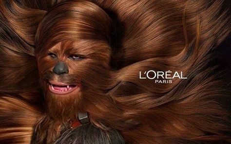 Chewbacca loves the L'Oréal. #starwars #chewbacca #loreal #hair Star Wars Meme, Glume Harry Potter, Star Wars Character, Photo Star, Star Wars Jokes, Star Wars Film, Star Wars Wallpaper, Melting Pot, Carrie Fisher