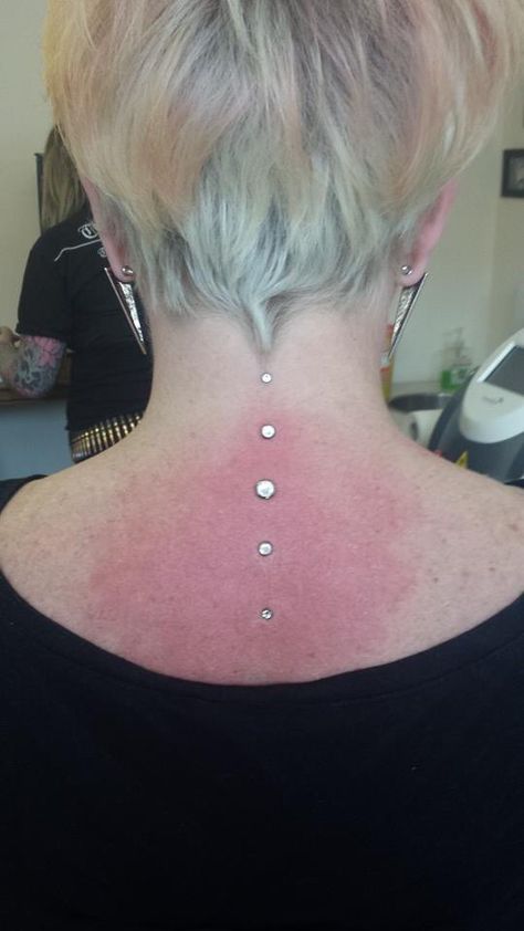 This is my fantastic neck piercing, done by the lovely Jess.  Body piercing by Jess find her on FB Dermal Neck Piercing, Neck Piercing Dermal, Christina Piercing Location, Piercing Surface, Christina Piercing, Crazy Piercings, Neck Piercing, Dream Piercings, Microdermal Piercing