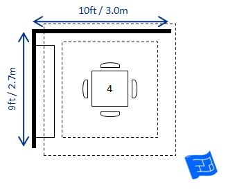 9ft x 10ft open plan dining space for 4 people. Tiny Dining Rooms, Dining Room Layout, Wooden Kitchen Table, Dining Area Design, Dining Table Height, Dining Room Dimensions, Dining Table Sizes, Dining Table Dimensions, Dining Room Combo