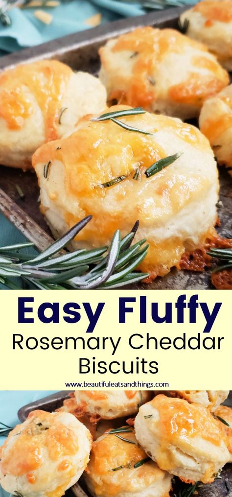 Rosemary Recipes, Fluffy Biscuits, Cheddar Biscuits, Buttery Biscuits, Herb Recipes, Sharp Cheddar, Fall Dinner, Garden Recipes, Dessert Bread