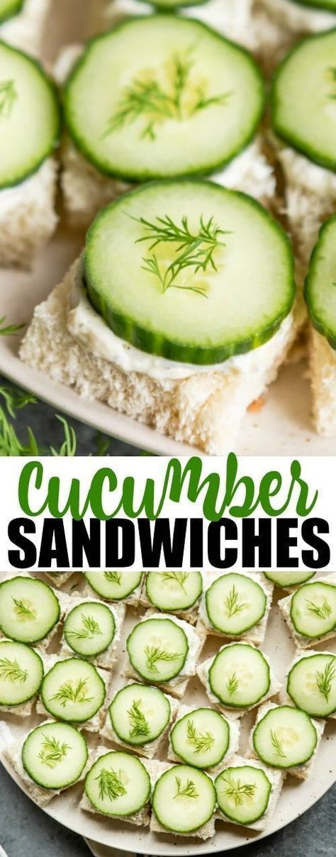 Not just for English tea parties anymore, these easy Cucumber Sandwiches are sure to be the star of your next upcoming party, whatever it is! A delicious, elegant finger food that is sure to please everyone, all parts to these cucumber sandwiches can be prepped ahead of time. And assembly takes just a few minutes! #cucumbersandwiches #healthy Easy Cucumber Sandwiches, Easy Cold Finger Foods, Cucumber Sandwiches Recipes, Cold Appetizers Easy, Finger Sandwich, Party Bread, Cold Finger Foods, Cucumber Tea Sandwiches, Appetizers For A Crowd