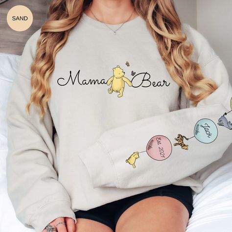 Winnie The Pooh Hoodie, Classic Pooh Bear, Aunt Sweater, Mama Bear Sweatshirt, Aunt Sweatshirt, Happy Mommy, Classic Pooh, Auntie Shirts, Bear Sweater