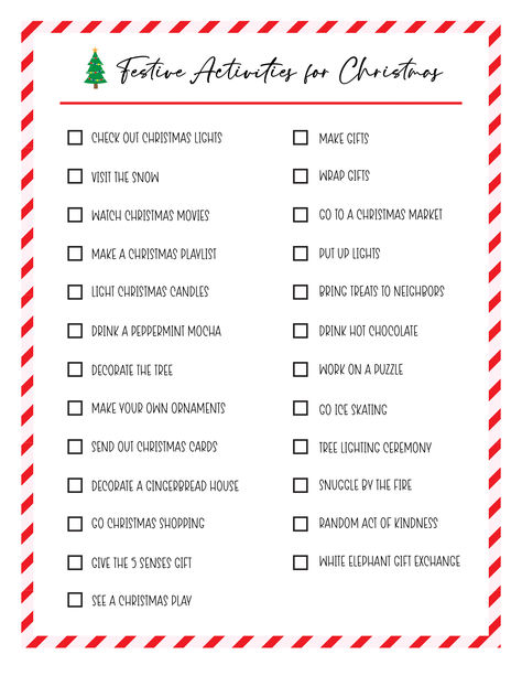 A checklist of activities to do for the Christmas season Things To Do Leading Up To Christmas, Christmas Organization Checklist, Christmas Checklist Things To Do, Things To Do For Christmas, Activities For Christmas, Christmas Checklist, Christmas To Do List, Fun Christmas Activities, Festive Activities