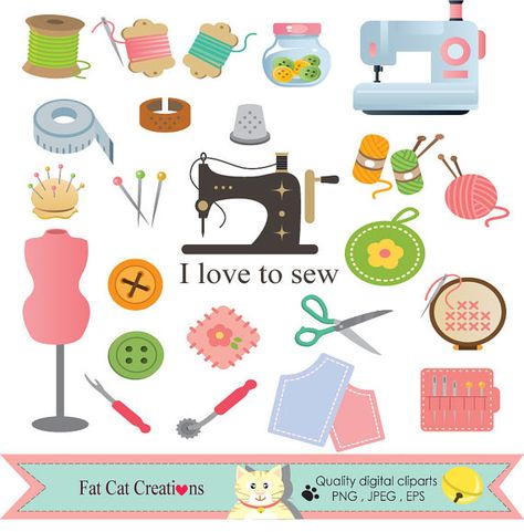 Sewing , hobby craft , handmade illustration and clip art set instant download Craft Illustration, Create Birthday Invitations, Birthday Invitation Cards, Sewing Hobby, Sewing Decor, Sewing Materials, Handmade Illustration, Hobby Craft, Kids Clipart