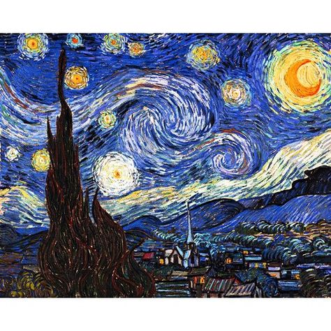 'The Starry Night' by Vincent Van Gogh Print on Canvas East Urban Home Van Gogh Pictures, Vincent Willem Van Gogh, Starry Night Painting, Witchy Wallpaper, Van Gogh Paintings, Van Gogh Art, Kindergarten Art, Starry Night Van Gogh, Tableau Art