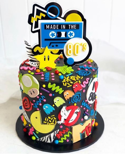 LittleBooTeekAU on Instagram: “Made in the 80’s 🙌. Love this by the fabulous @sprinkleandme 💕 . . . . #80s #cake #eighties #cooking #bake #baking #party #parties…” 80s Cake, 80s Birthday Parties, 40th Cake, 40th Birthday Cakes, Cartoon Cake, Baking Party, 80th Birthday Party, Themed Birthday Cakes, 40th Birthday Parties