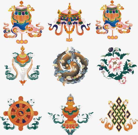 Tibetan Mandala Art, Tibetan Symbols, Buddhist Iconography, Tibet Art, Tibetan Culture, Buddhism Symbols, Buddhist Wisdom, Traditional Chinese Art, Buddhist Symbols