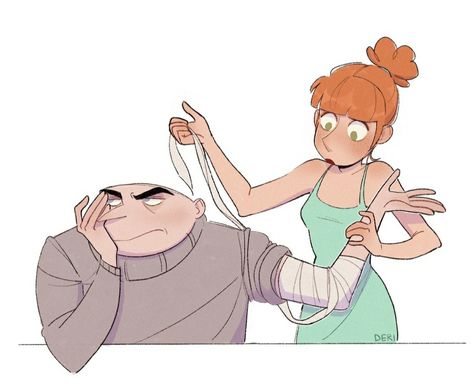 Gru X Lucy Fanart, Feeling Despicable, Despicable Me Fanart, Lucy Despicable Me, Lucy Fanart, Sing Movie Characters, Gru And Lucy, Despicable Me Gru, Western Anime