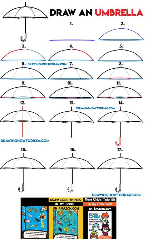 Umbrella how to draw How To Draw A Umbrella, How To Draw An Umbrella, Umbrella Doodle, Draw Umbrella, Simple To Draw, Steps Drawing, Step By Step Sketches, Umbrella Drawing, Beginner Sketches