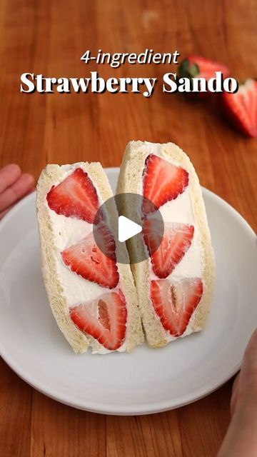 Christie Lai on Instagram: "Strawberry Sando 📝 Full recipe at www.christieathome.com (link in profile) - just search for the recipe, then click ‘Jump to Recipe’!   Fluffy milk bread stuffed with thick whipped cream and juicy sweet strawberries. This Japanese strawberry sando is absolutely delicious and made with only 4-simple ingredients. A delightful dessert or snack that is stunning to the eye! [Dairy-free adaptable].  #strawberry #dessert #desserts #japaneserecipes #japanesefood #strawberries #berries #sandwich #sandwiches" Strawberry Jam Sandwich Ideas, Japanese Cream Sandwich, Strawberry Sando Recipe, Fruit Sandwich Recipes, Strawberry Sandwich Recipe, Japanese Strawberry Sandwich, Japanese Fruit Sandwiches, Strawberry Cream Sandwich, Japanese Sando