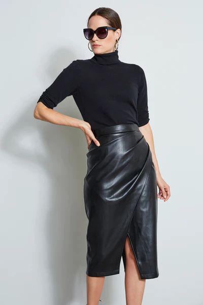 What's New – Elie Tahari Leather Wrap Skirt, Winter Skirts, Satin Halter Dress, Wrap Midi Skirt, Vegan Leather Skirt, Midi Wrap Skirt, Fall Transition, Wrap Shirt, Winter Skirt