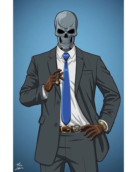 Phil Cho on Instagram: ""Mr. Bones" - sponsored by thedarkstrider for Roysovitch's Earth-27 Project. Character belongs to DC Comics, but has been reimagined for Earth-27. Art by Phil Cho. #mrbones #earth27 #e27 #dccomics #dcuniverse #commission #roysovitch #philchoart" Mari Mccabe, Earth 27, Phil Cho, Skulduggery Pleasant, Mr Bones, Modele Fitness, Comedy Comics, Dc Villains, Demon Hunter