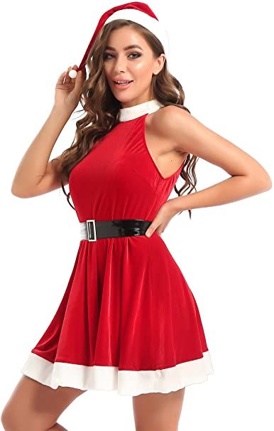 Mrs Santa Claus Costume, Mrs Claus Outfit, Fashion Party Dress, Dress With Hat, Christmas Fancy Dress, Santa Claus Costume, Womens Cosplay, Rock Style Clothing, Santa Dress