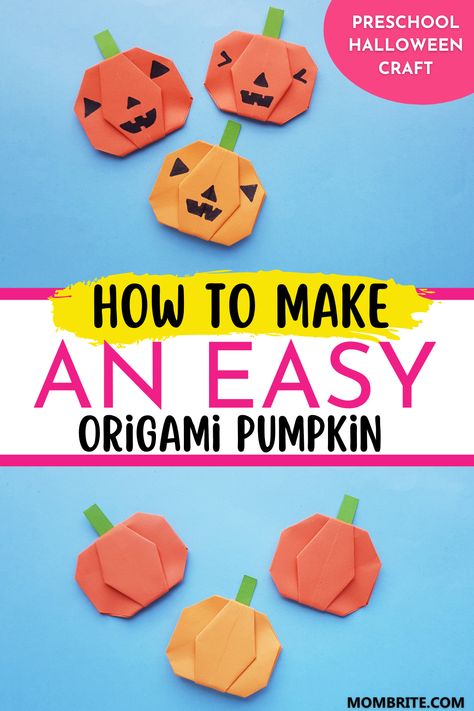 Get your craft-loving tots excited for Fall and Halloween with this simple yet delightful Origami Pumpkin Craft! Perfect for preschoolers, this easy fall craft activity guide will walk you through all the steps to create your very own origami pumpkin. Embrace the vibrant colors of fall and develop your child's finesse and creativity this season. Halloween Origami Easy Step By Step, Pumpkin Origami For Kids, Origami Pumpkin For Kids, Paper Pumpkin Craft For Kids, Origami Pumpkin Tutorial, Halloween Crafts For School Age Kids, Halloween Origami Step By Step, Fall Origami For Kids, Kids Origami Easy