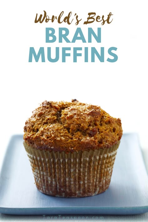 World's Best Bran Muffins is not a title to be taken lightly. Once you taste these, you'll call them by no other name! You will want to eat them for breakfast, lunch and dinner! Best Bran Muffins, Bran Muffin Recipe, Bran Muffins Healthy, Bran Muffin, Bran Muffin Recipes, Bran Muffins, Healthy Muffin Recipes, Muffin Bread, Spicy Food