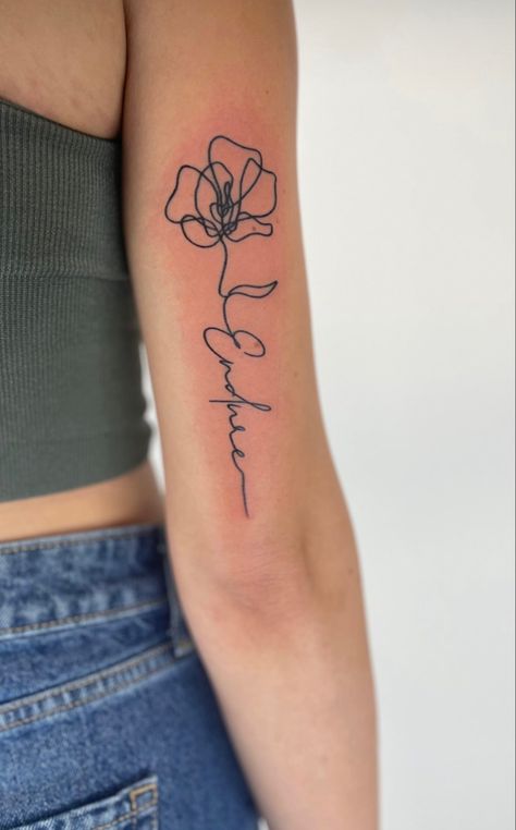 Tatted by Zac Hill @ Empress in Chattanooga, TN | #tattoo #fineline #continuousline #floral #script Floral Script Tattoo, Empress Tattoo, Tn Tattoo, Script Tattoo, My Tattoo, Tattoo Script, Chattanooga Tn, Design Drawings, Name Tattoo