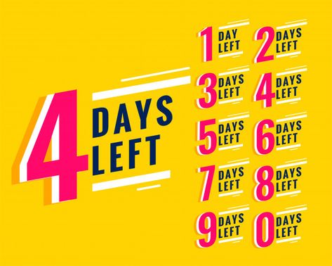 Countdown Numbers Design, Countdown Poster Design, Countdown Design, Countdown Poster, Countdown Ideas, Graphic Design Inspiration Poster, 4 Days Left, Birthday Countdown, 2 Days Left