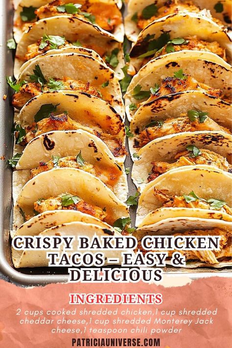 Crispy Baked Chicken Tacos – Easy & Delicious Beef Noodle Stir Fry, Tacos Easy, Chicken Tacos Easy, Baked Chicken Tacos, Comfort Food Chicken, Crispy Tacos, Pumpkin Spice Donut, Crispy Baked Chicken, Vegetarian Thanksgiving