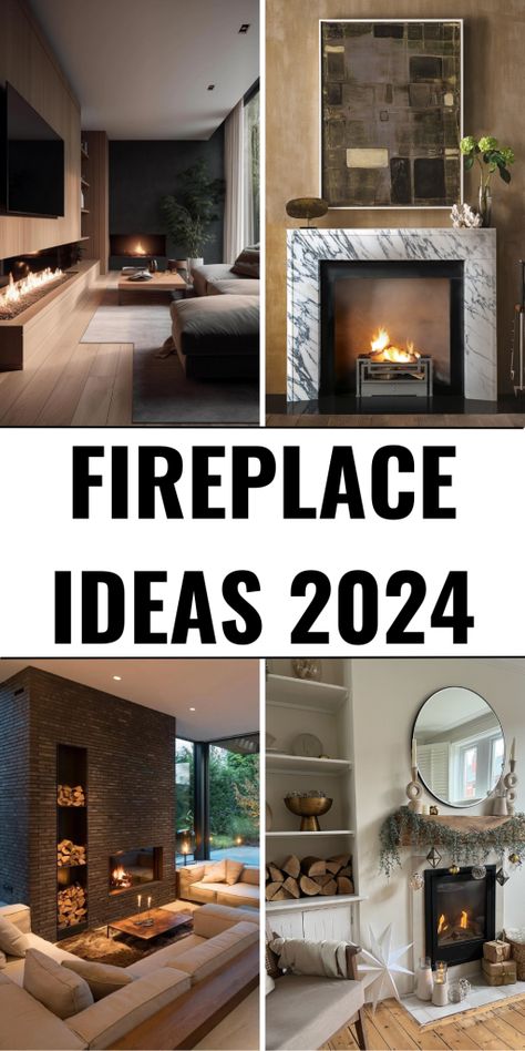 40 Fireplace Ideas 2024: Transform Your Home with Trendy Designs - placeideal.com Home Fireplace Tile, Fireplace Revamp Ideas, Modern Country Fireplace Ideas, Gas Fire Places Ideas Living Room Modern, Modern Electric Fireplace With Mantle, Trending Fireplaces 2024, Fireplace Modern Decor, Fireplace Ideas 2024, Gas Fireplace With Mantle