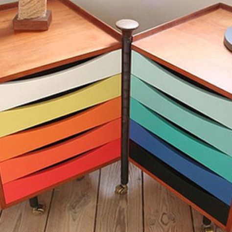 Finn Juhl House, Colorful Storage, Painted Drawers, Mid Century Modern Interiors, Decoration Inspiration, Mid Century House, Upcycled Furniture, Mid Century Furniture, Modern Industrial