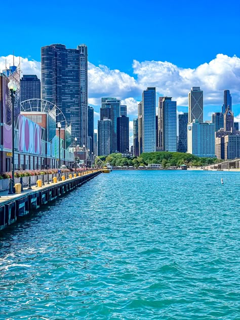 Beautiful City Wallpaper, Chicago Lake, Chicago Beach, Navy Pier Chicago, Chicago Aesthetic, Chicago Wall Art, Chicago Pictures, American City, Photography City