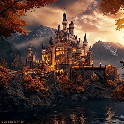 AlekSunDoor (@aleksundoor_art) • Instagram photos and videos Wallpapers Posters, Vintage Halloween Art, Magic Castle, Autumn Illustration, Fairytale Fantasy, Fantasy House, Fantasy Castle, Fantasy Places, Beautiful Castles