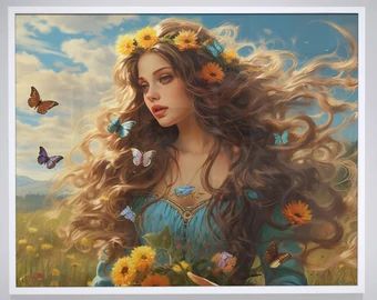 PennykinsShop - Etsy Canada Fairies And Elves, Download Art Prints, Princess Wall Art, Enchanted Fairies, Indian Goddess, Vintage Princess, Butterfly Pictures, Fantasy Pictures, Digital Download Art