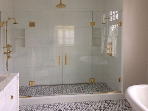 SHOWER DOORS - Dimensions In Glass Bathroom Shower Doors, Glass Shower Doors Frameless, Master Bath Shower, Double Glass Doors, Door Dimensions, Glass French Doors, Double Shower, Door Bathroom, Shower Niche