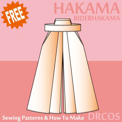 Rider hakama Sewing Patterns | DRCOS Patterns & How To Make Drcos Patterns, Smart Doll Clothes, Kimono Hakama, Wedding Suit Ideas, Pattern For Sewing, Kimono Remake, Hakama Pants, Diy Pants, Japanese Sewing Patterns