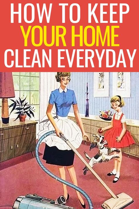 Banish clutter and chaos from your life with these daily habits for a clutter-free home! Discover simple strategies to stay organized, tackle chores efficiently, and maintain a serene living space day in and day out. Apartment Homesteading, Vintage Skills, Space Day, Happy Homemaking, Keep Your House Clean, Homemaking Tips, House Chores, Retro Housewife, Clutter Free Home