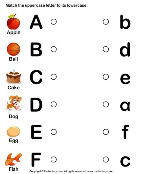 Match upper case and lower case letters - TurtleDiary.com Lower Letter Worksheet, Letters Worksheets Preschool, Letter Matching Worksheet, Lkg Worksheets, Letter Worksheets For Preschool, Fun Worksheets For Kids, Kindergarten Phonics Worksheets, English Worksheets For Kindergarten, Alphabet Worksheets Kindergarten