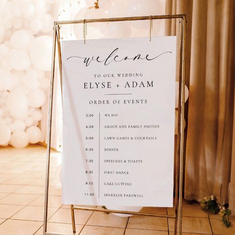 Ellesmere Order Of Events Welcome Poster Wedding Itinerary Sign, Order Of Ceremony, Order Of Events, Ceremony Sign, Template Black, Wedding Itinerary, Ceremony Signs, Welcome Poster, Wedding Welcome Sign