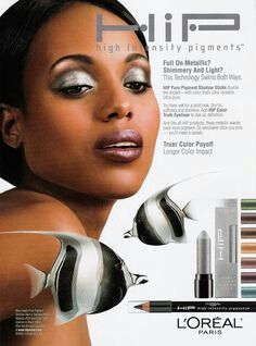 Kerry Washington For L'oreal 2000 Makeup, 2000s Makeup Looks, Makeup Advertisement, Vintage Makeup Ads, Vintage Editorials, Y2k Makeup, Makeup Magazine, Beauty Advertising, Makeup Ads